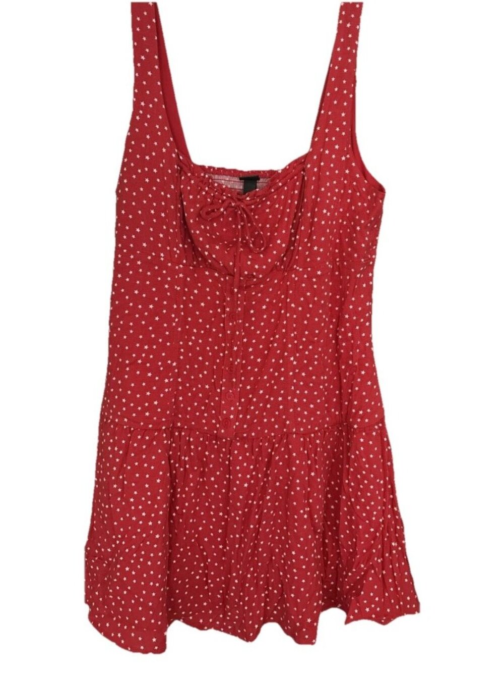 Wild Fable Red Star Print Tie Front Mini Dress Womens Sleeveless Large NWT lined
